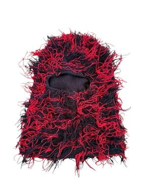 Red and Black Fuzzy Balaclava Unisex